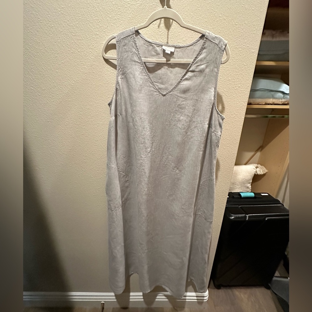 J Jill linen dress in light grey. 1X